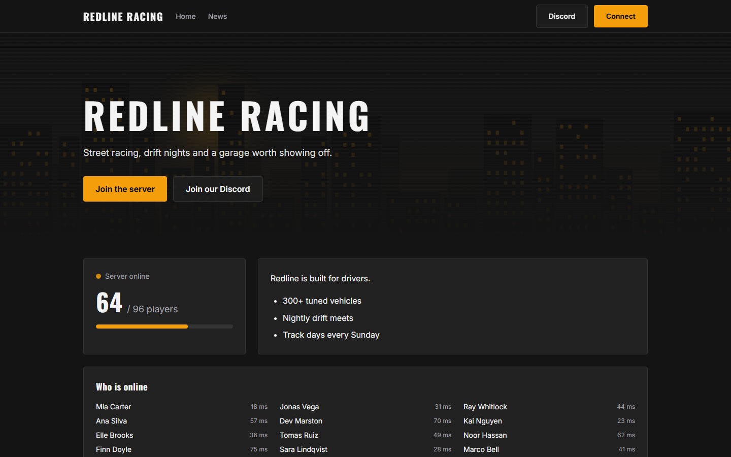 The Asphalt template, shown on Redline Racing